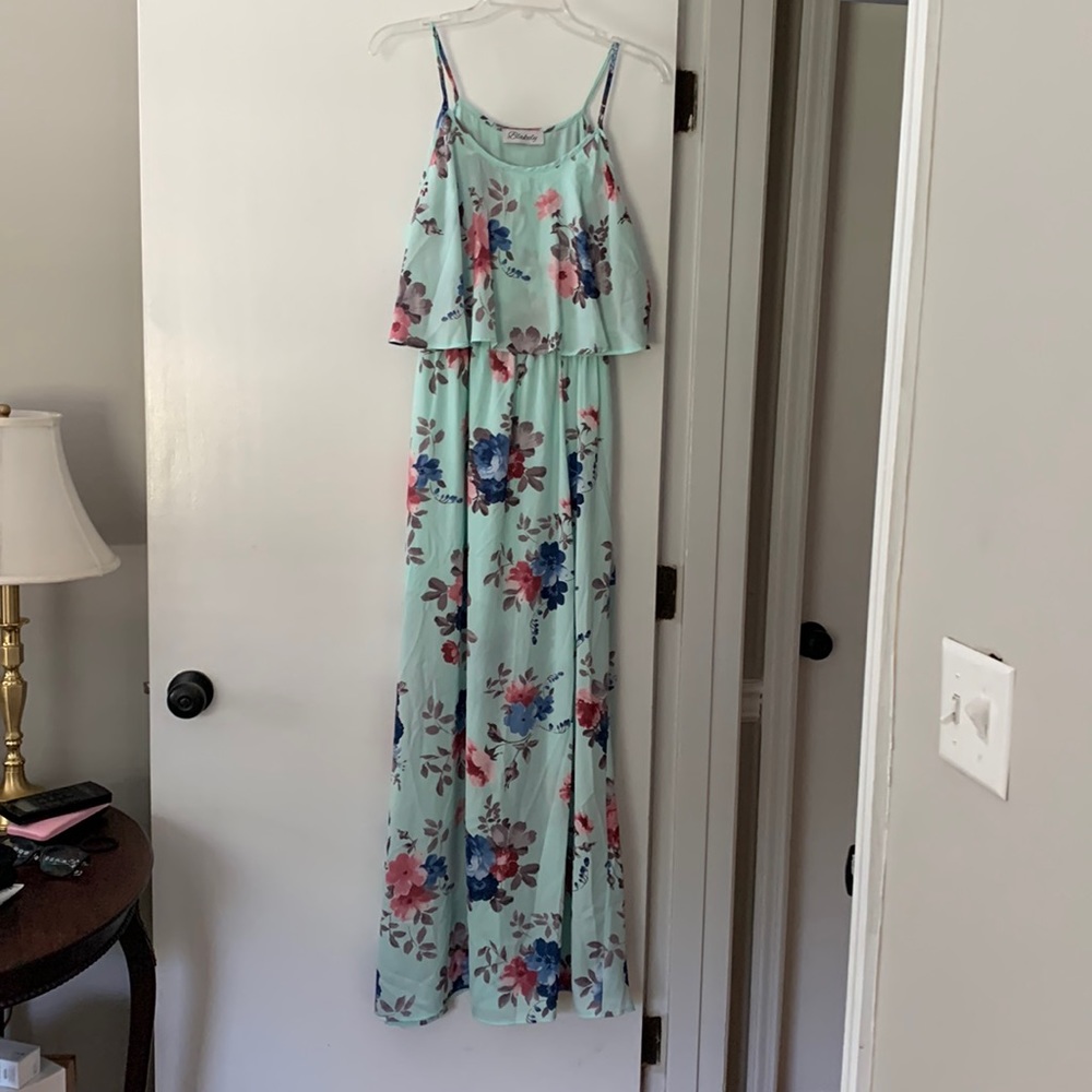 Mint floral maxi dress, size medium